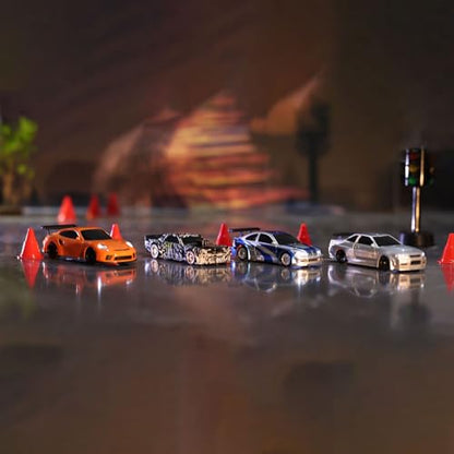 TOUCAN RC HOBBY 1/43 Ready to Run Race Car Gyro Drift Car 4WD Traffic Cones Mini for Ages 14+ - color: Silver