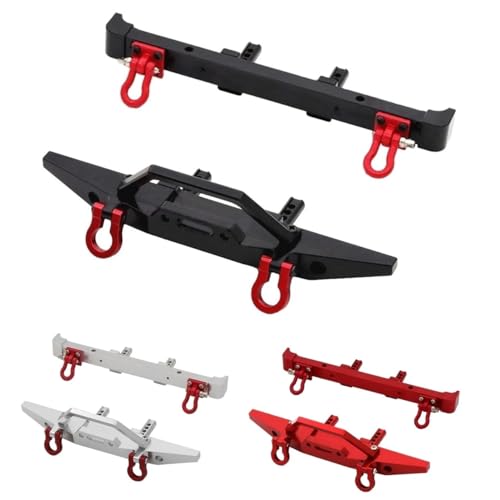 for MN128 MN 128 Metal Front and Rear Bumper with Tow Hook 1/10 RC Crawler Car Upgrade Parts Accessories(Front Rear Black)
