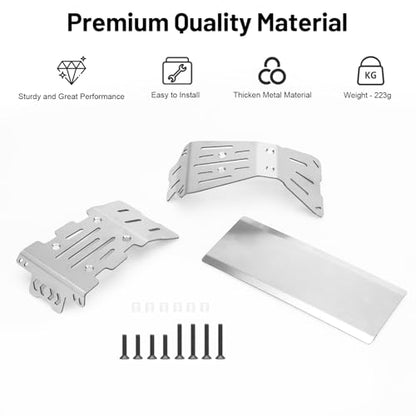 RC Car Skid Plate Set, daitoku Stainless Steel Chassis Armor RC Chassis Front & Rear Protector for Arrma 1/10 Gorgon 2WD
