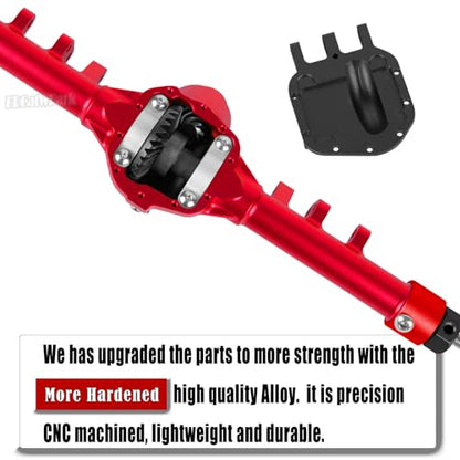 Aluminum Axles Upgrades Part for 1/10 SCX10 SCX10 II 90046 90047 RC Crawler Car,RC Alloy Front Rear Axle Hops Up,Red (Black Cover) - color: Red (Black Cover) - (Axles)