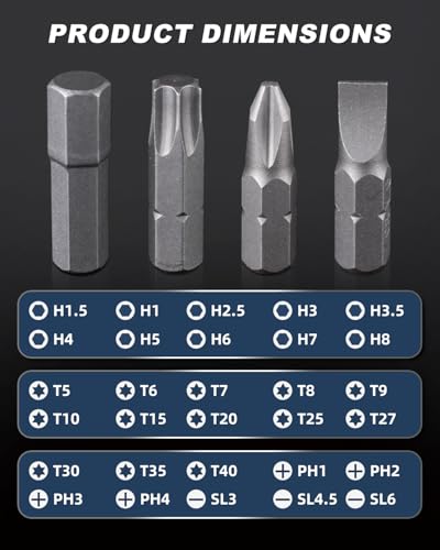 31PC 1/4 Inch Magnetic Nut Driver with Phillips Flat Hex Torx Bits | Nut Driver, Phillips, Flat/Slotted, Hex and Torx Bits, Screwdriver Handle for Holding 1/4 Bits, CR-V Steel - style: 31pc
