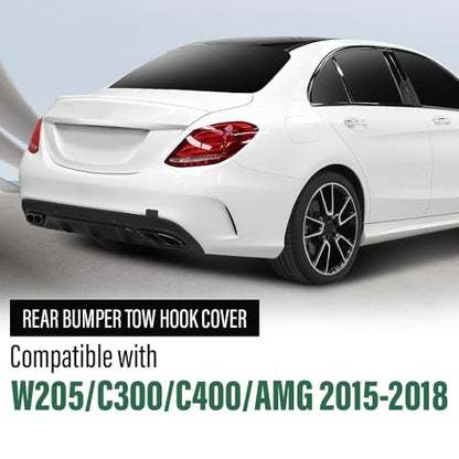 LQI Front Bumper Tow Hook Cover Cap Black 2128850526 | Fit Benz W212 E-Class E200 E250 E300 E350 E400 E500 E550 Sedan & Wagon 2014-2016,Not Fit Cars with AMG Front Bumper - size: Front | Fit Benz W212 E-Class 2014-2016