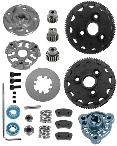 90T 48P Spur Gear with 17T 19T 21T Pinions Gear & Slipper Clutch Upgrades Part for 1/10 Slash Rustler Stampede Bandit 2WD VXL,90T Spur Gear,Titanium - color: Titanium - (90T)