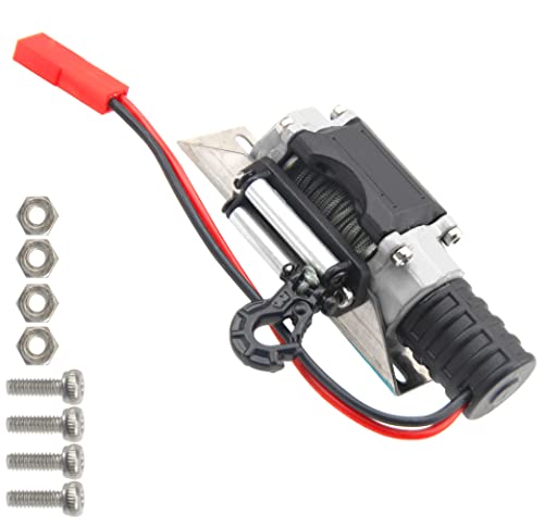 RC Crawler Winch w/Steel Wire Compatible with Traxxas TRX4 Axial SCX10 90046 RC4WD D90 Redcat Gen8 1/10 RC Crawler Car Option Part (Silver) - color: Silver