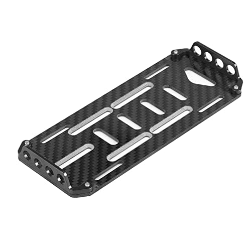 RC Battery Mount Plate, Aluminium Alloy Carbon Fiber Battery Protective Plate 15.5x6.2x1.5cm/6.10x2.44x0.59in Mounting Board for 1/10 Scale RC Car (Black) - color: Black