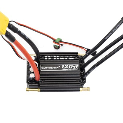 O'Hara 120A 2-6S LiPo ESC Waterproof Brushless Electronic Speed Controller with BEC and XT90 6.0mm Banana Head Connector for RC Boats Model Ship - size: 120A ESC