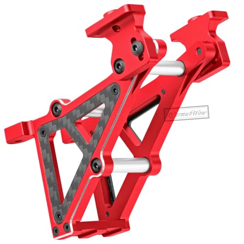 RC Rear Wing Mount w/Washer Upgrades Part for 1/10 Jato 4X4 Brushless,Jato 4X4 VXL,Alloy Aluminium Wing Mount w/ Carbon Fibre Washer,Replace #9046 #9617,Red - color: Red(1set)