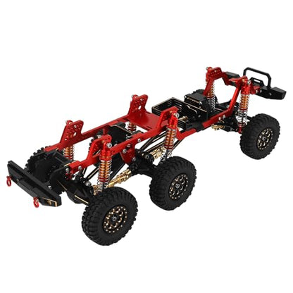 TRX-4M 6x6 RC Chassis Frame with Axles Transmission Wheels Skid Plate DIY for TRX4M 1/18 RC Crawler Metal Upgarde Parts (red) - color: Red