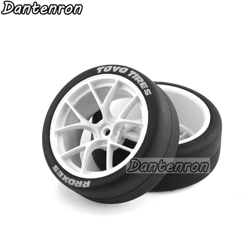 1/10 RC Drift Tires OD 65mm and Plastic Wheels Rims 12mm Hex Rally Racing Tyres for 1:10 Street Touring Car On Road Tamiya Traxxas HPI KYOSHO XV02 XV01 TT01 TT02 PTG2 A959 4PCS (White) - color: White