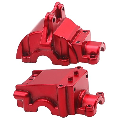 ShareGoo Metal Differential Gearbox Housing Cover & Differential Gear Set Compatible with WLtoys 144010 144001 144002 124016 124017 124018 124019 RC Car (Red) - color: Red