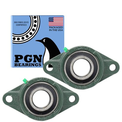 PGN UCFL208-24 (2 Pack) 2-Bolt Flange Bearing 1-1/2" Bore - size: 2, style: UCFL208-24