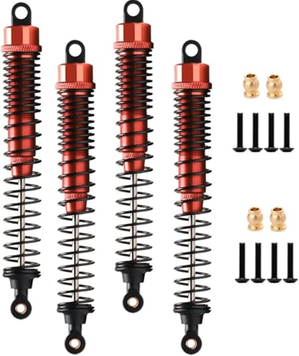 130mm RC Shock Absorber damper Adjustable Type For RC Car 1/10 Crawler Truck HPI HSP Losi Axial Tamiya Redcat Upgrade Part 4pcs/set(Red) - color: red