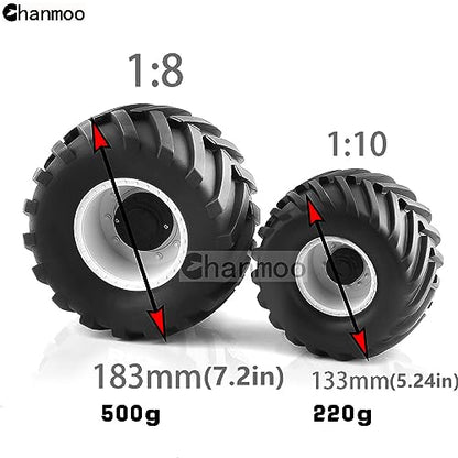 1/8 RC Monster Truck Tires and 17mm Hex Wheels Rims Rubber Buggy Tyres for 1:8 Scale Off Road Truck Car Kaiju Tmaxx E-Revo 3.3 Arrma Kraton 6S Typhon 3S Traxxas Maxx HPI Redcat 4PCS (White) - color: White