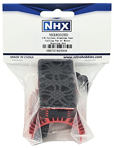 NHX RC 1/8 Twin Cyclone Alum HV Cooling Fans w/Cover 28000RPM Motor Heatsink Red