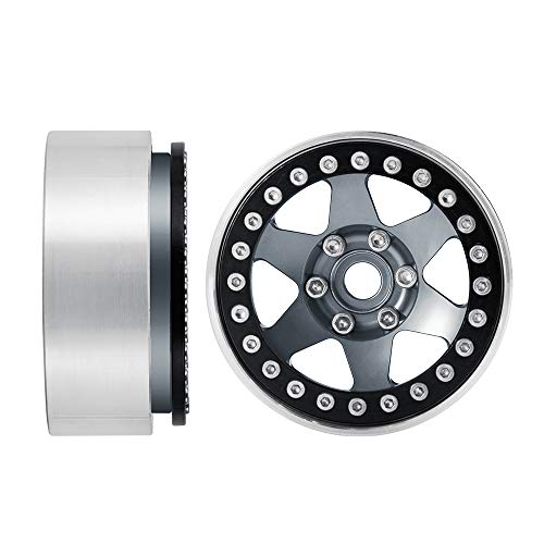 4pcs Aluminum Alloy 1.9" Beadlock Wheels Rims for 1/10th RC Crawler Car Axial SCX10,SCX10 II,TRX4 (Titanium) - color: Titanium