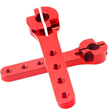 2Pcs ShareGoo 25T Servo Horn 56mm Metal 25 Teeth Extension Steering Servo Arm Compatible with 30-100CC Balsa Airplanes RC Plane Helicopter Car (Red) - color: Red