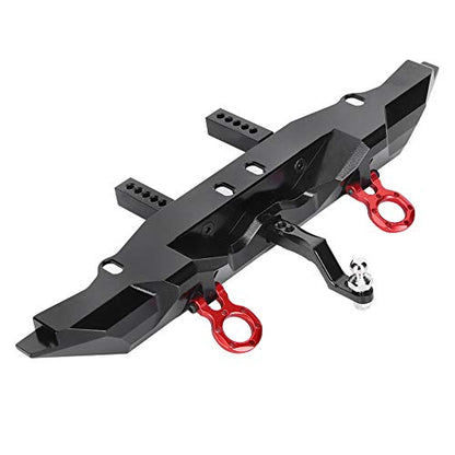 Aluminium Alloy Tail Rear Bumper with Towing Hooks for 1/10 RC Car, CNC Accurate Machined, and, Black