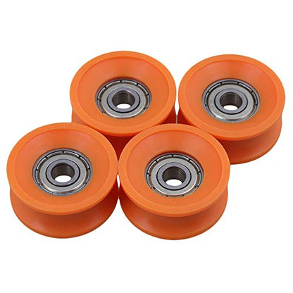 4Pieces 6x30x13mm Plastic Coated Sealed Bearings Steel 606ZZ Deep U Groove Guide Pulley Rail Ball Rolling Bearing Wheel Orange