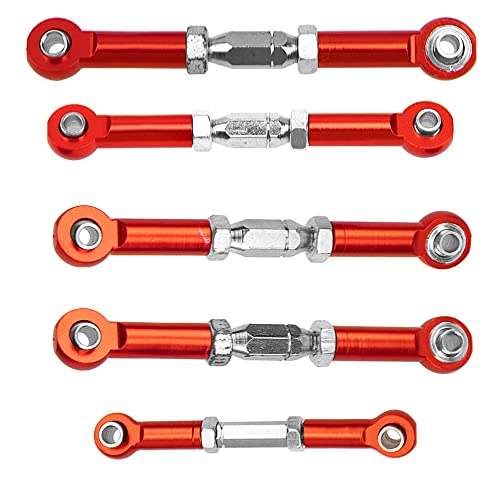 Metal Turnbuckles Rod Camber Links Steering Linkage Tie Rods Pull Rod Compatible with Redcat Racing Blackout SC,SC Pro, XTE, XTE Pro,XBE,XBE Pro 1/10 RC Car (Red) - color: Red