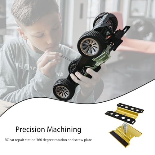 RC Car Stand RC Repair Stand 360 Degree Rotation Lift or Lower for Traxxas Arrma Redcat Axial RC4WD HSP Losi 1/8 1/10 1/12 1/16 Scale RC Crawler Car Truck Buggies (Gold) - color: Gold