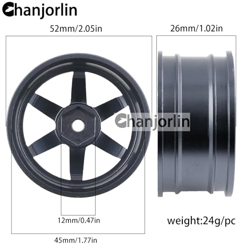 1/10 RC On Road Drift Wheels Rims Hex 12mm Alloy Aluminum Rally Racing Hubs for 1:10 Scale Touring Street Car Tires Tyres Tamiya TT01 TT02 A959 PTG2 HPI KYOSHO HSP XV02 XV01 4PCS (Titanium) - color: Titanium
