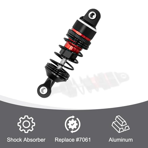 1/16 Aluminum RC Shock Absorber Front Rear Adjustable Springs Shock Damper | for Traxxas 1/16 Mini Slash BL-2S 4x4 Short Course Truck 108164-1, 4PCS, Red - color: Red