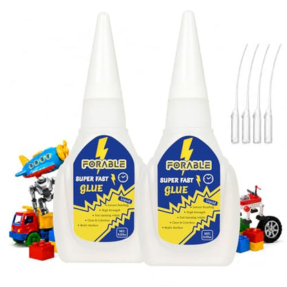 Super Glue for Plastic Fast Setting Strong Plastic Model Glue for Miniature, Car, Model, Toys, 3D Prints, DIY Crafts, Metal 0.35 oz* 2 Pack - size: 0.35 oz*2 Pack