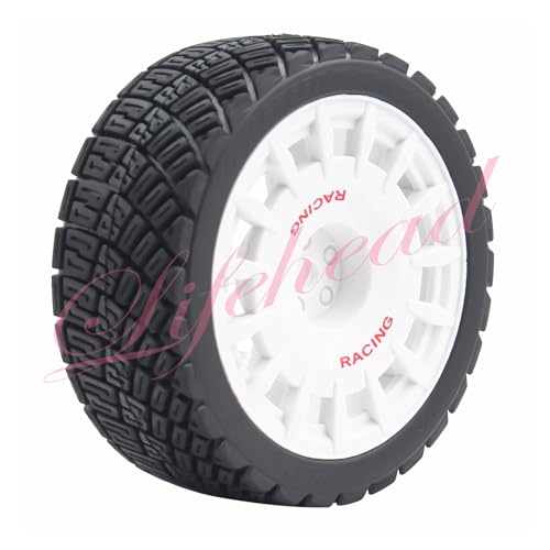 Lifehead 67mm RC On-Road Rally Car Tires and Wheels for 1/10 RC On-Road Touring Drift Car HSP Tamiya XV01 TT01 TT02B HPI Kyosho FAZER MK2 /12mm Hex - color: White B