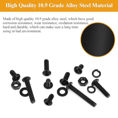 565 Pieces M3 Screws Nuts Washers Set Black, Sutemribor M3 x 5/6/8/10/12/16/20mm Button Head Socket Cap Screws Nuts Washers Assortment Kit, 10.9 Grade Alloy Steel, Fully Threaded - size: M3, style: Button Head Socket Cap