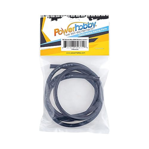 Powerhobby 8AWG RC Silicone Hookup Wire Black 1 Meter