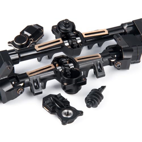 RCHUBAM RC Front & Rear Axle Set Metal Complete Axle with Steering Weights for 1/24 Axial SCX24 RC Crawler Deadbolt C10 Upgrades Accessories Part (Rear Axle) - style: Rear Axle
