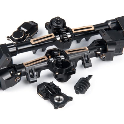 RCHUBAM RC Front & Rear Axle Set Metal Complete Axle with Steering Weights for 1/24 Axial SCX24 RC Crawler Deadbolt C10 Upgrades Accessories Part (Rear Axle) - style: Rear Axle