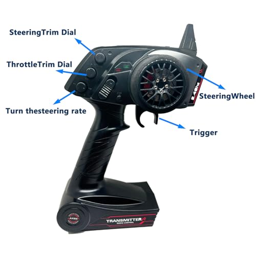 2.4G 3CH Remote Control Radio Transmitter with Receiver for 1/10 1/8 RC Car RC Boat