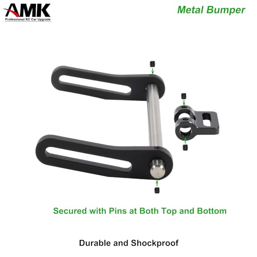 AMK Adjustable 1/10 Scale Bumper Mount Front Rear, Metal Bumper Set Complete for RC Crawler Body LCG Chassis Axial SCX10 II Element Enduro Gen7 Gen8 TRX6 TRX4 Upgrades (Black) - color: Black