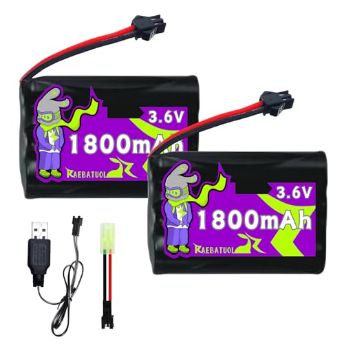 3.6V 1800mAh Ni-Cd Rechargeable Battery with SM-2P Plug(Black),Fit for SY-E571 RC Excavator Battle Bumper Cars C143 D143 Rockola Supersound 490 Jukebox with Charger （3*AA）