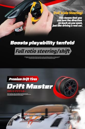 1/18 Scale Electric RC Drift Car with Controled Light, 2.4G 4WD Full Proportional Remote Control Racing Sport Car, 24KM/H High Speed Drift Vehicle for Adults