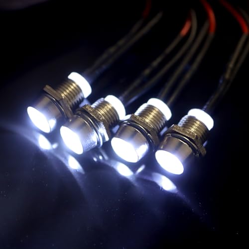 4 LEDs RC LED Light Headlights Taillight Kit Accessories Compatible with Traxxas HSP Tamiya Redcat RC4WD Axial SCX10 RC Cars Truck Tank Crawler(4 White) - color: White