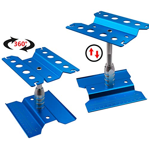 RC Car Work Stand Repair Workstation Aluminum Alloy 360 Degree Rotation Lift Or Lower for 1/8 1/10 1/12 Scale RC Rock Trucks Buggies Crawler Car (Blue)