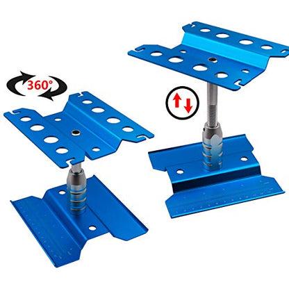 RC Car Work Stand Repair Workstation Aluminum Alloy 360 Degree Rotation Lift Or Lower for 1/8 1/10 1/12 Scale RC Rock Trucks Buggies Crawler Car (Blue)