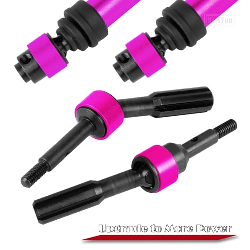 RC Drive Shaft CVD Axles Upgrades Part for 1/10 Slash VXL 4X4,Rustler VXL 4X4,Stampede VXL 4X4,#45 Steel Front Rear Driveshaft with Hex,Pink - color: Pink - Upgrades