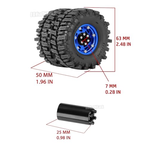 1.3 Dually Beadlock Wheels Tires for RC Crawler Car 1/18 TRX4M Ascent-18,1/24 SCX24 FCX24,RC Off Road Buggy Rally Truck Wheel and Tires,Adjustable Offset Wheels,7mm Hex Rim,Blue Brown - color: Blue Brown - (4pcs 1.3 Beadlock Tires)
