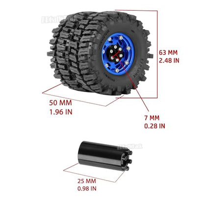 1.3 Dually Beadlock Wheels Tires for RC Crawler Car 1/18 TRX4M Ascent-18,1/24 SCX24 FCX24,RC Off Road Buggy Rally Truck Wheel and Tires,Adjustable Offset Wheels,7mm Hex Rim,Blue Brown - color: Blue Brown - (4pcs 1.3 Beadlock Tires)