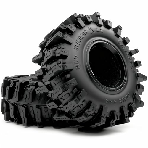5.47'' Tall 2.2 Tires Mud Slingers X T8 4-Pack Fits SCX10 Wraith | 2.2'' Crawler Tyres, For 1/10 Crawlers off-road rock crawling RC vehicles Upgrades - style: T8 ( Soft )