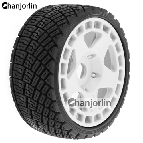 1/8 1/7 RC On Road Tires And Hard Plastic Rally Racing Wheels 17mm Hex Touring Tyres OD 3.94'' For 1:8 1:7 Street Drift Car ARRMA Losi Kyosho GT2 W10 Tamiya HPI WR8 HSP 4PCS (White) - color: White