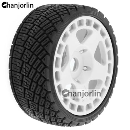 1/8 1/7 RC On Road Tires And Hard Plastic Rally Racing Wheels 17mm Hex Touring Tyres OD 3.94'' For 1:8 1:7 Street Drift Car ARRMA Losi Kyosho GT2 W10 Tamiya HPI WR8 HSP 4PCS (White) - color: White