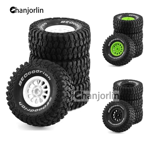 1/7 RC Short Course Truck Tires with Foam Insert and Wheels 17mm Hex OD 135mm 1/8 All Terrain Off Road Tyres for 1:7 RC Buggy Monster Truck Car TRAXXAS UDR 85086-4 4PCS (White) - color: White