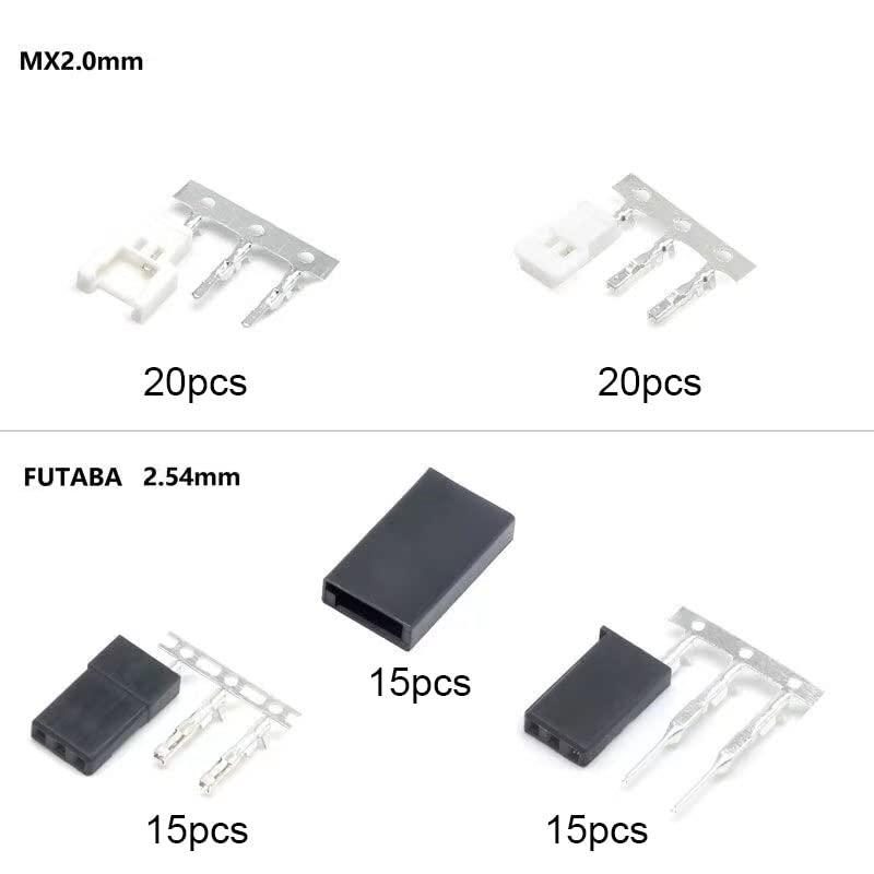 840PCS 2.0mm/2.54mm Pitch Wire-to-Wire Connector Kit, Includes Pin Headers, Crimp Pins for Dupont RC Servo, Arduino, SMT, SATA, EPS, PCIE, Battery Balancer - size: MX2.0 XH2.54 840PCS