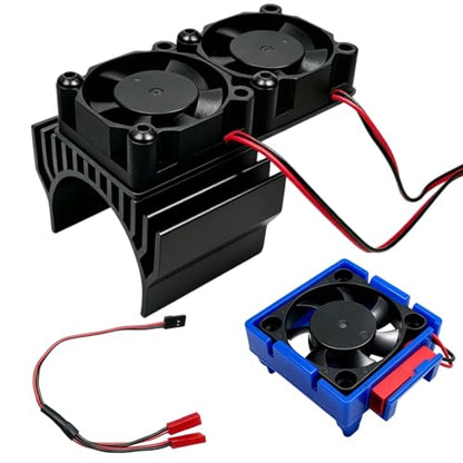 VXL-3s ESC Cooling Fan and Motor Cooling Fan Dual Fan Set Compatible with 1/10 Traxxas Slash 4×4 VXL Stampede 4×4 Rustler 4×4 Hoss 4×4 Velineon VXL-3s Heat Sink, Black - color: Black