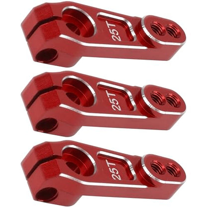 ShareGoo 3Pcs Metal 25T Servo Horn 25 Teeth Steering Servo Arm M3 Threads Compatible with Futaba Savox Power HD HSP Servos Motor Fit for 1/8 1/10 RC Off Road Crawler Drift Car Boat (Red) - color: Red