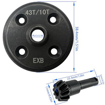 RC Differential Gear Set 43T/10T, Steel Ring & Pinion Gears, EXB-Style Differential Replacement